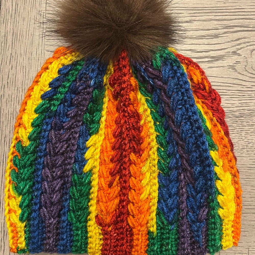 Handmade Colorful Crochet Pom-Pom Beanie